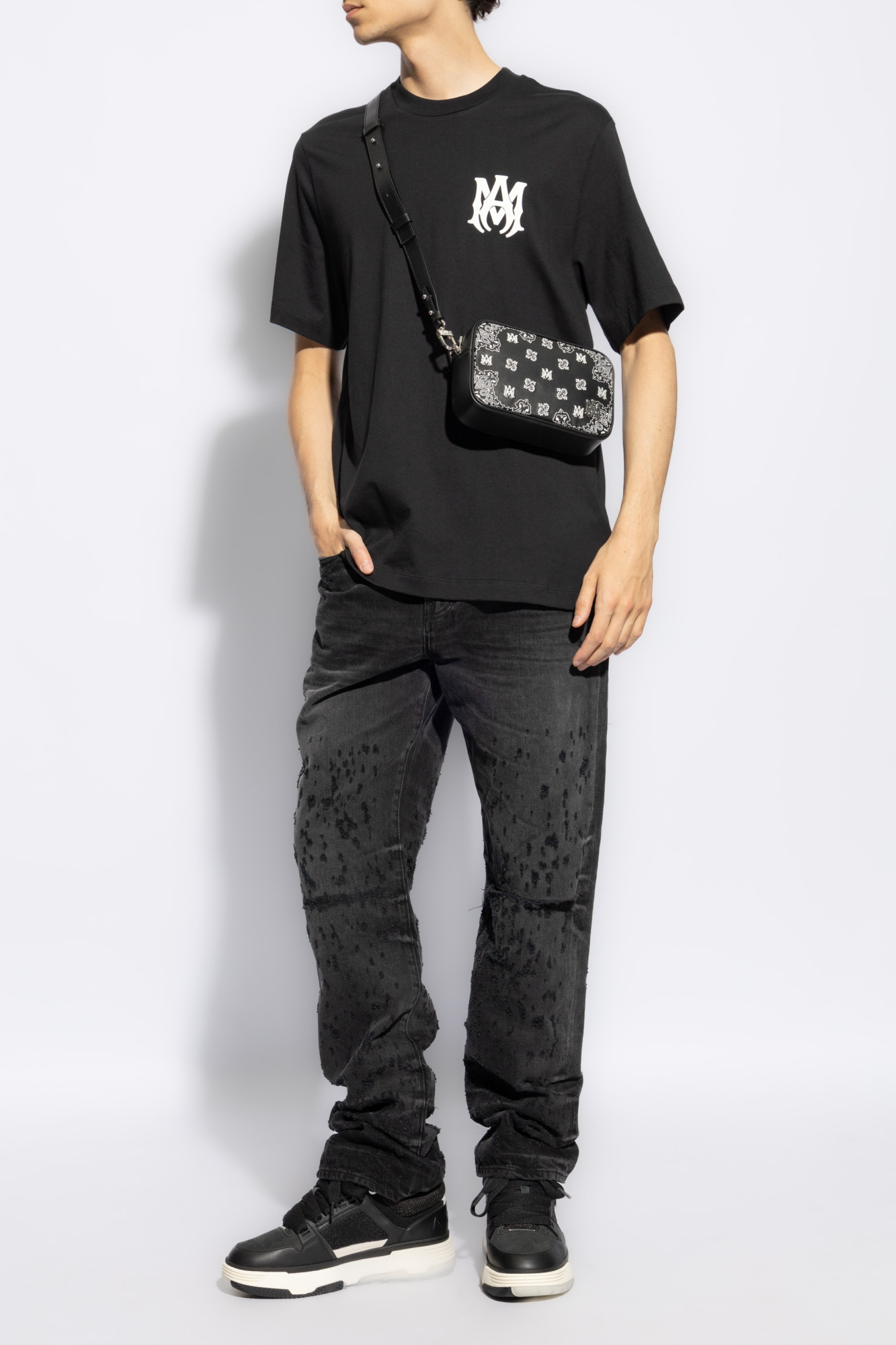 Amiri T | The North Face Central Logo crop t-shirt in grey